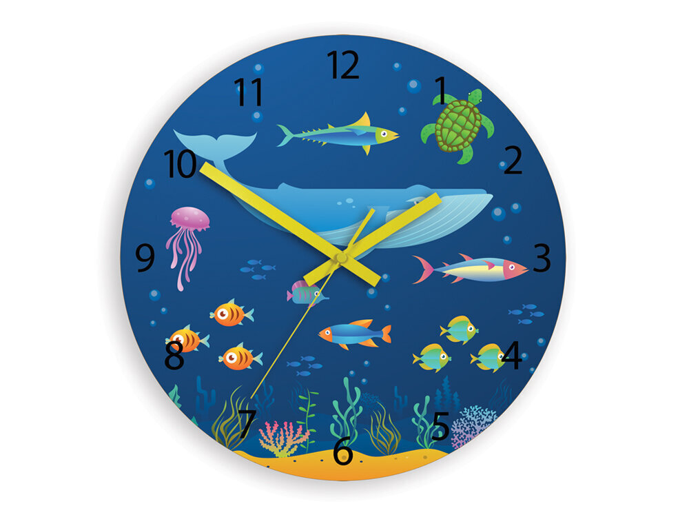 Bērnu sienas pulkstenis Animals of the ocean cena un informācija | Pulksteņi | 220.lv
