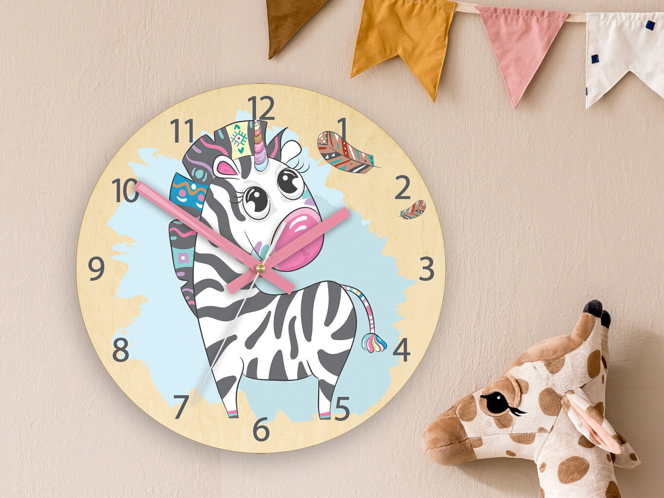 Bērnu sienas pulkstenis Zebra cena un informācija | Pulksteņi | 220.lv