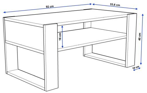 Kafijas galdiņš Perfektciecie Karo 92x53,6x45 cm, balts cena un informācija | Žurnālgaldiņi | 220.lv