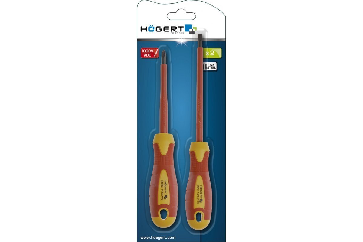 Hogert skrūvgriežu komplekts elektriķim 2*1000V - HT1S990 cena un informācija | Rokas instrumenti | 220.lv