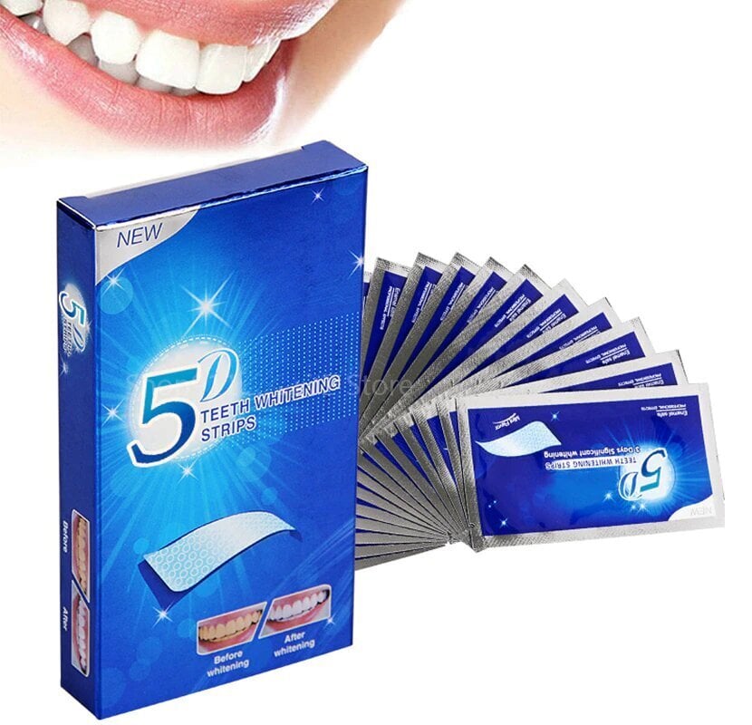 Zobu balināšanas sloksnes 5D Whitening 14 gab/7 pāri cena un informācija | Zobu pastas, birstes | 220.lv