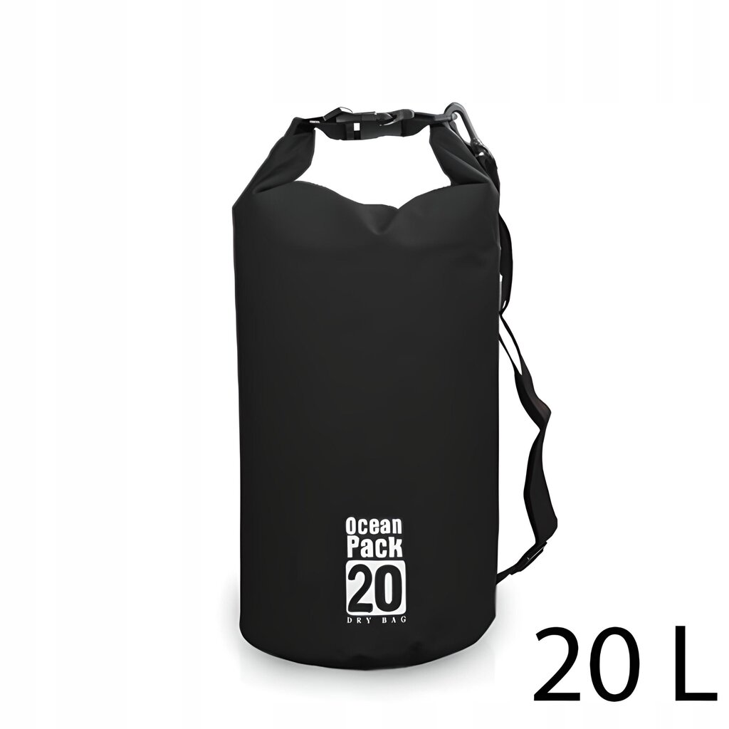 Ūdensizturīgs maisiņš OceanPack, 20l, melns cena un informācija | Pārgājienu un ceļojumu mugursomas | 220.lv