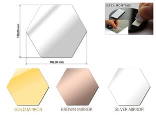 Dekoratīvs akrila spogulis HEXAGONS 8 gab. cena un informācija | Spoguļi | 220.lv