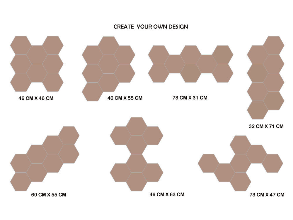 Dekoratīvs akrila spogulis HEXAGONS 8 gab cena un informācija | Spoguļi | 220.lv