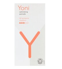 Хлопковые тампоны Yoni Organic Cotton Tampons Medium, 16 шт. цена и информация | Тампоны, гигиенические прокладки для критических дней, ежедневные прокладки | 220.lv