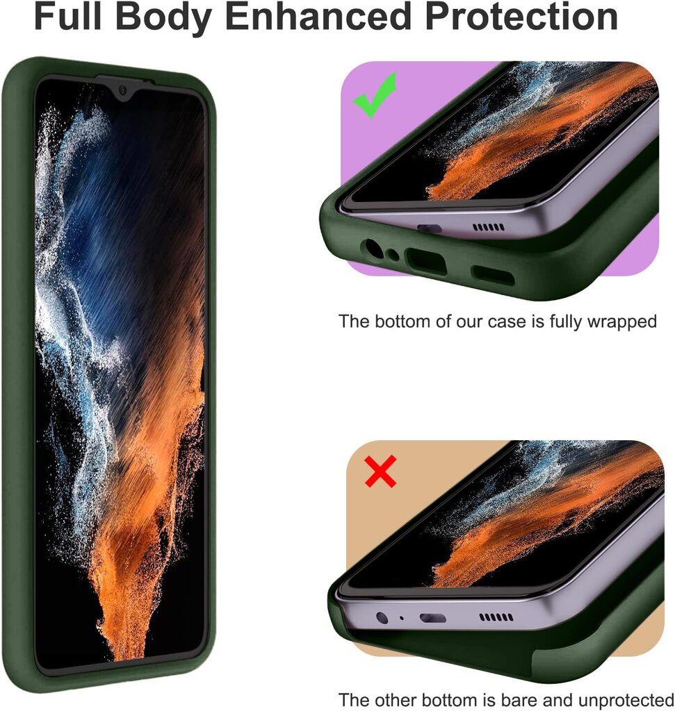 Soundberry silikona vāciņš Samsung Galaxy A14 5G, zaļš - Dark Forest cena un informācija | Telefonu vāciņi, maciņi | 220.lv