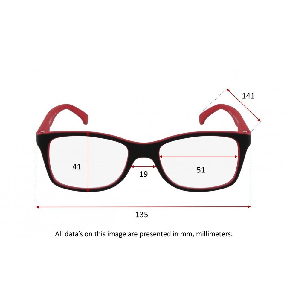 Brilles lasīšanai 7200 D2.75 Black & Red cena un informācija | Brilles | 220.lv