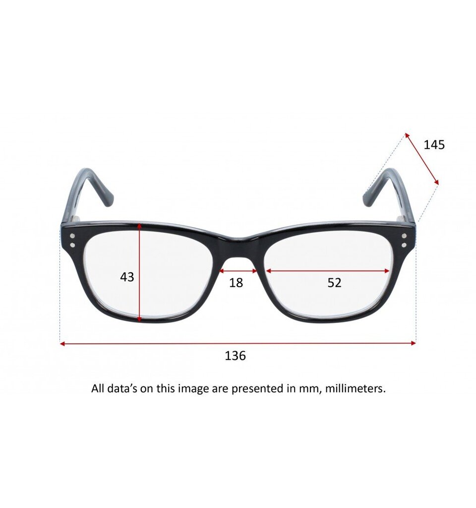 Brilles lasīšanai 7305 D3.25 New Black cena un informācija | Brilles | 220.lv