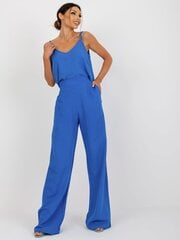 брюки летние синие из ткани с подстрочной вязкой цена и информация | Женские брюки | 220.lv