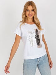 Sieviešu balts T-krekls ar apdruku 2016103404070 cena un informācija | T-krekli sievietēm | 220.lv