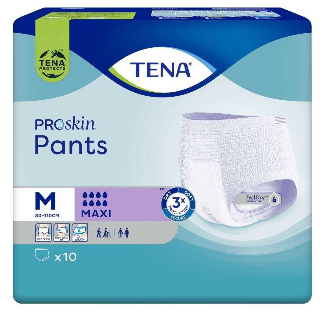 TENA Pants Maxi Medium bikses N10 цена и информация | Autiņbiksītes, higiēniskās paketes, vienreizlietojamie paladziņi pieaugušajiem | 220.lv