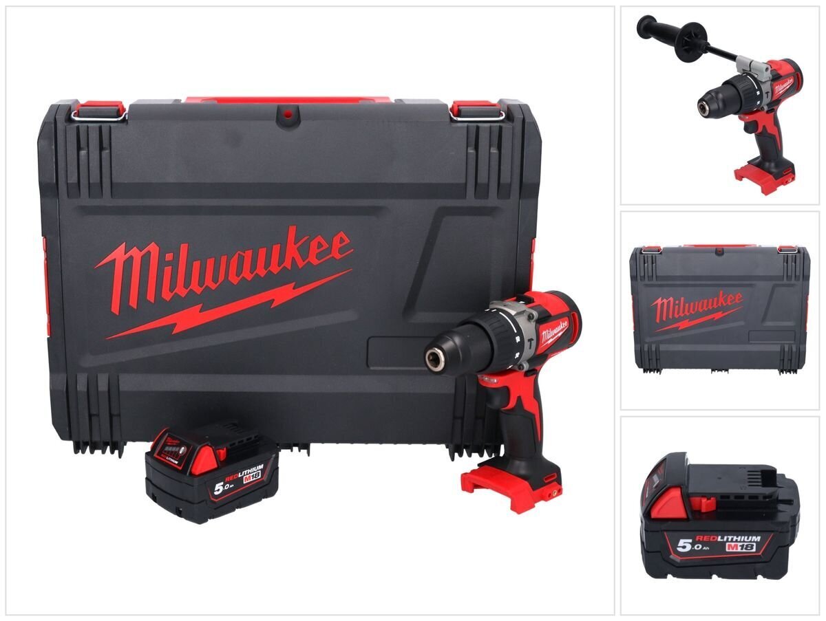 Milwaukee M18 BLPD2-501X Akumulatora trieciena draiveris 18 V 82 Nm + 1x akumulators 5,0 Ah + HD Box - bez lādētāja цена и информация | Skrūvgrieži, urbjmašīnas | 220.lv