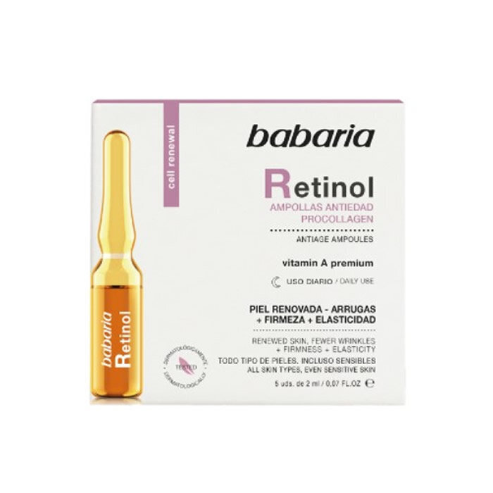 BABARIA ampulas sejai RETINOL 2mlx5 cena un informācija | Serumi sejai, eļļas | 220.lv