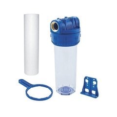 Ūdens filtrs, 3-daļīgs korpuss ar ieliktni, atslēgu un plāksni. 3/4 iekšējie savienojumi. cena un informācija | Ūdens attīrīšanas sistēmas un filtri | 220.lv