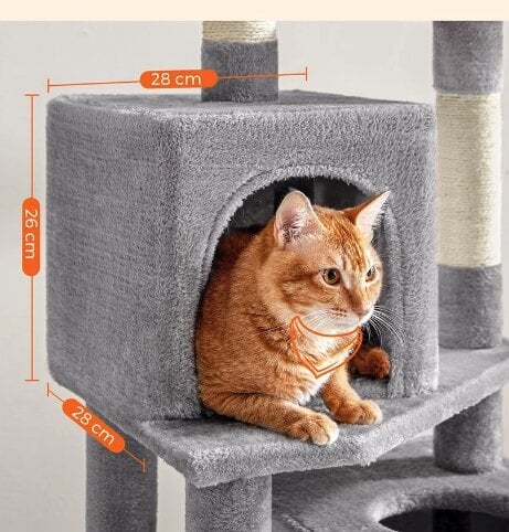 Kaķu māja, 49 x 40 x 155 cm, gaiši pelēka cena un informācija | Kaķu mājas, nagu asināmie | 220.lv
