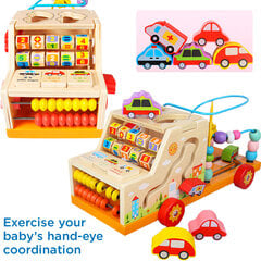 Izglītojoša spēle - koka mašīna ar cipariem un abaku цена и информация | Развивающие игрушки | 220.lv
