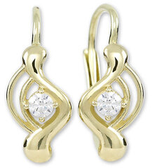 Модные золотые серьги с прозрачным кристаллом 236 001 01048 цена и информация | Серьги | 220.lv