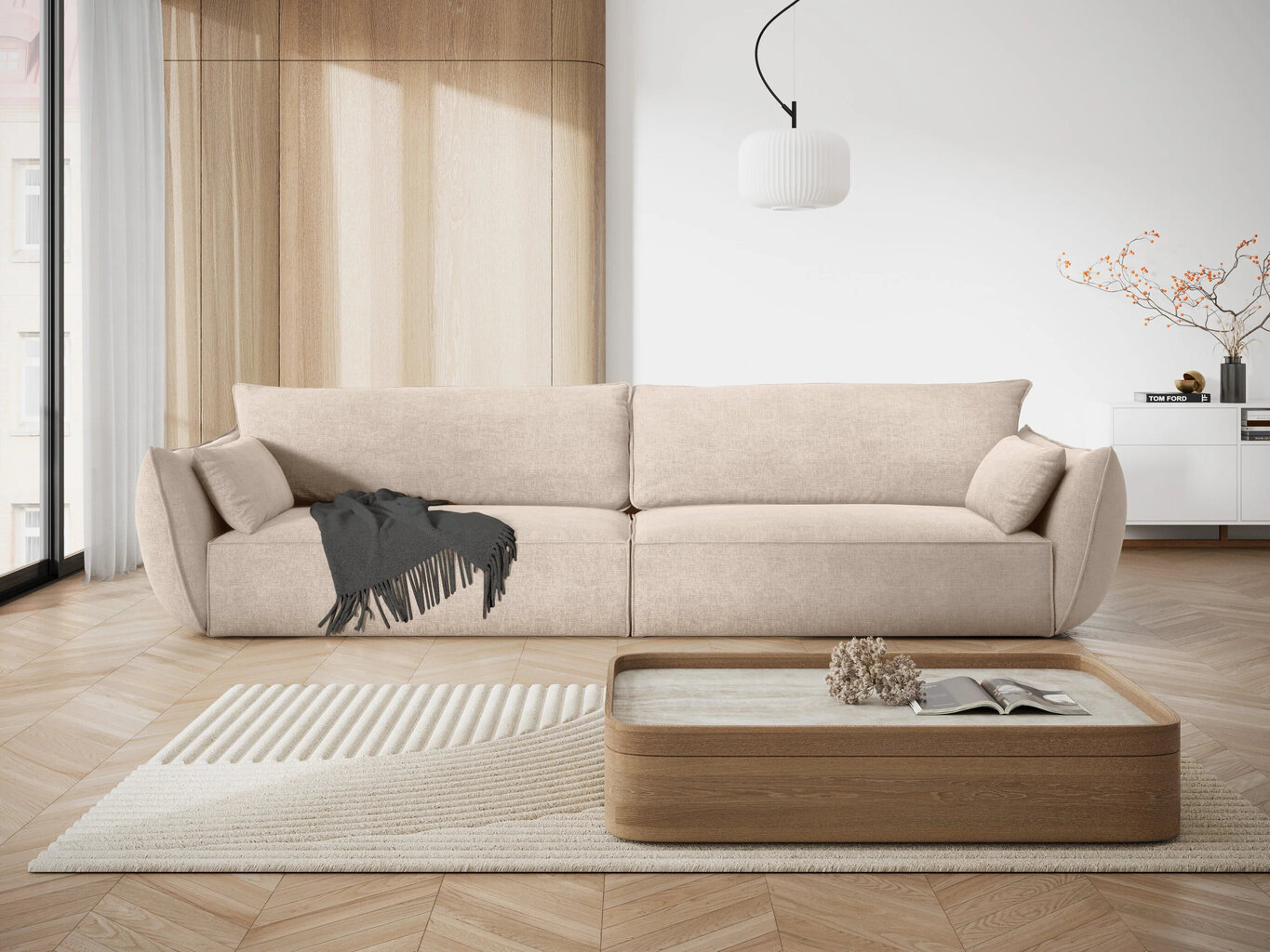 Dīvāns Vanda, 4 sēdvietas, smilškrāsas cena un informācija | Dīvāni | 220.lv
