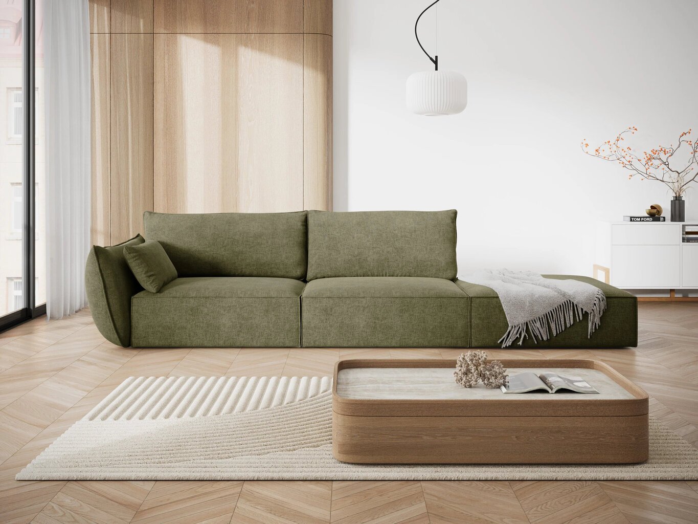 Labās puses dīvāns Vanda, 4 sēdvietas, zaļš cena un informācija | Stūra dīvāni | 220.lv