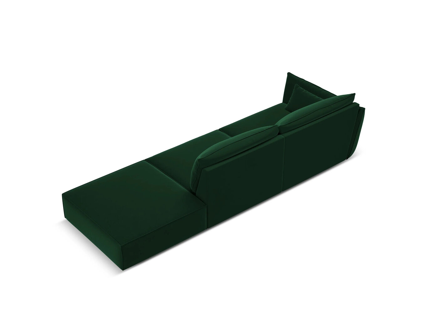 Samta dīvāns Vanda (labās puses), 4 sēdvietas, zaļa pudeļu kr. cena un informācija | Stūra dīvāni | 220.lv