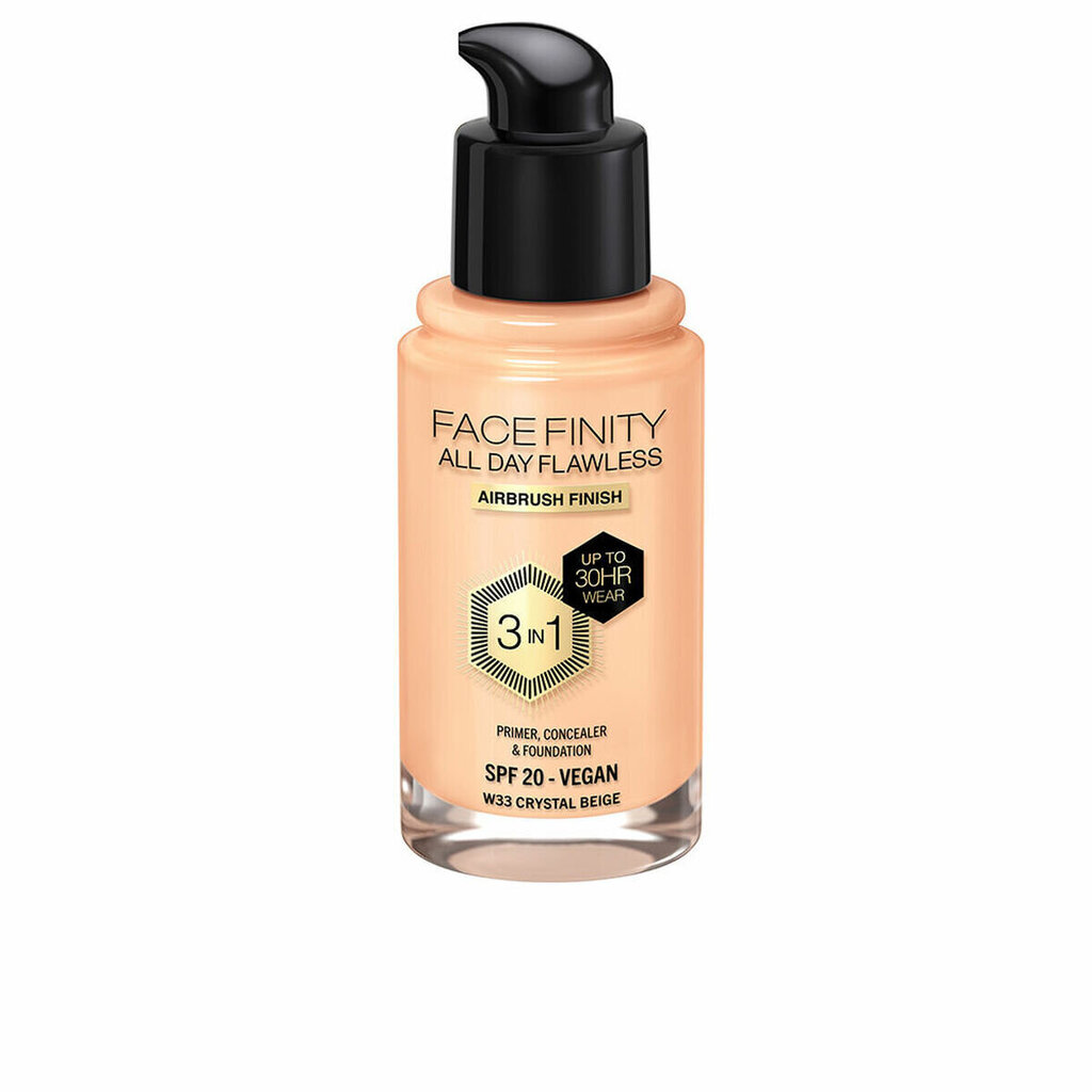 Grima bāze Max Factor Face Finity All Day Flawless Spf 20 Nº W33 Crystal beige, 30 ml цена и информация | Grima bāzes, tonālie krēmi, pūderi | 220.lv