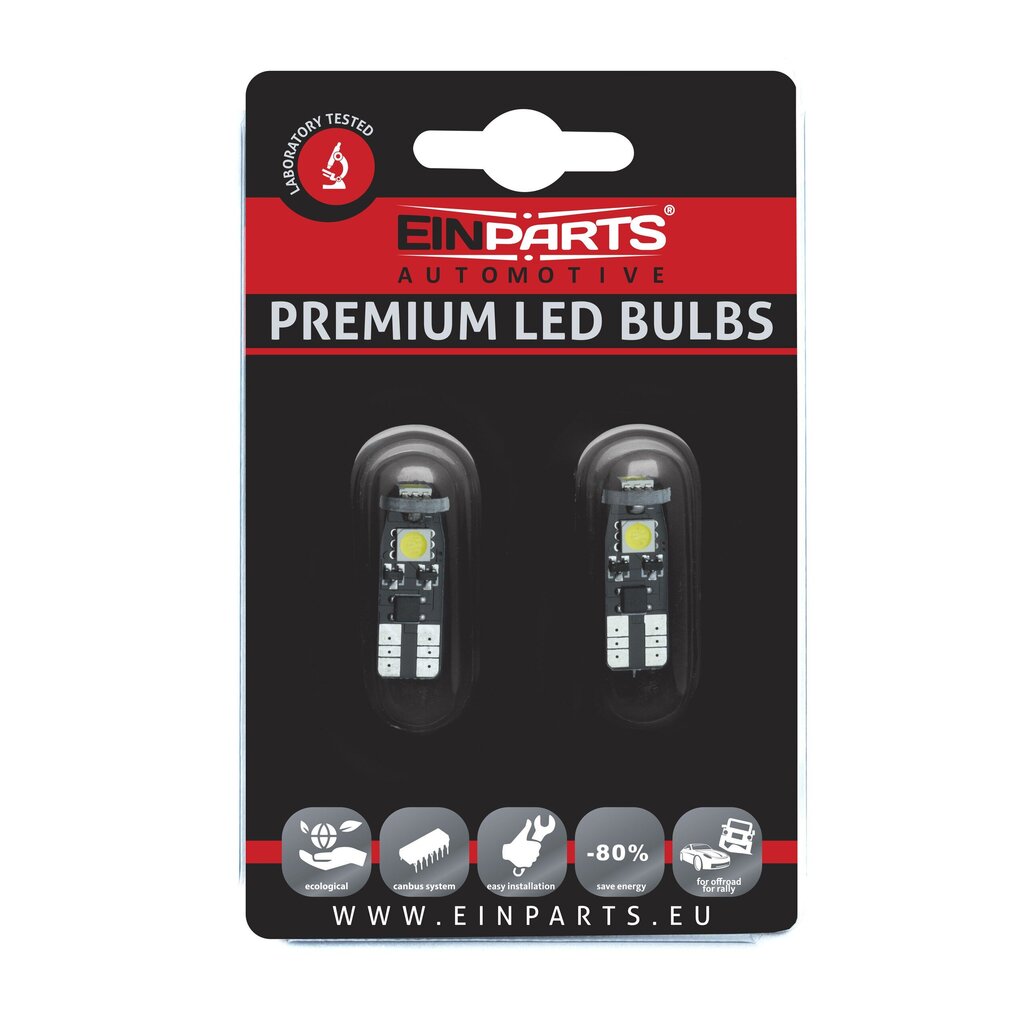 EinParts Auto LED Spuldzes W5W 6000K CanBus 12V - 2 gb. цена и информация | Auto spuldzes | 220.lv