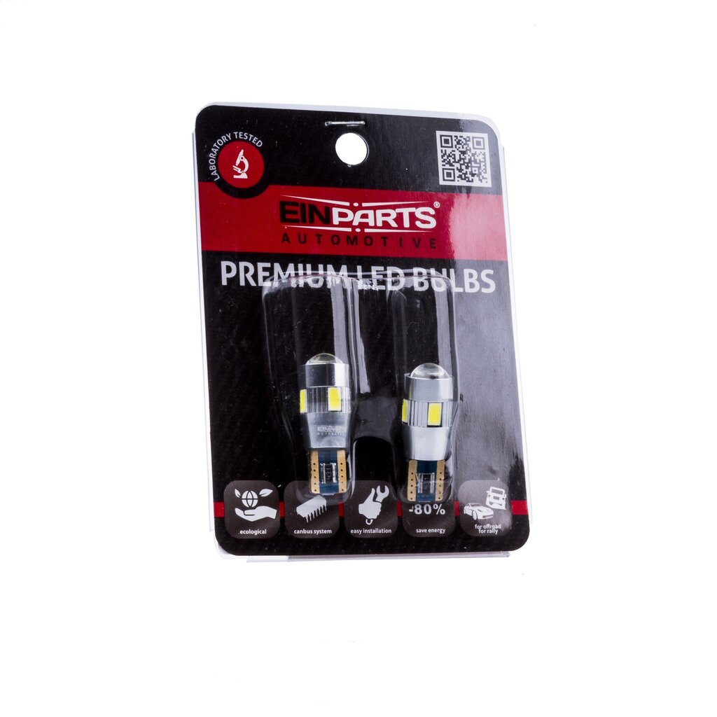 EinParts Auto LED Spuldzes W5W 6000K CanBus 12V - 2 gb. cena un informācija | Auto spuldzes | 220.lv