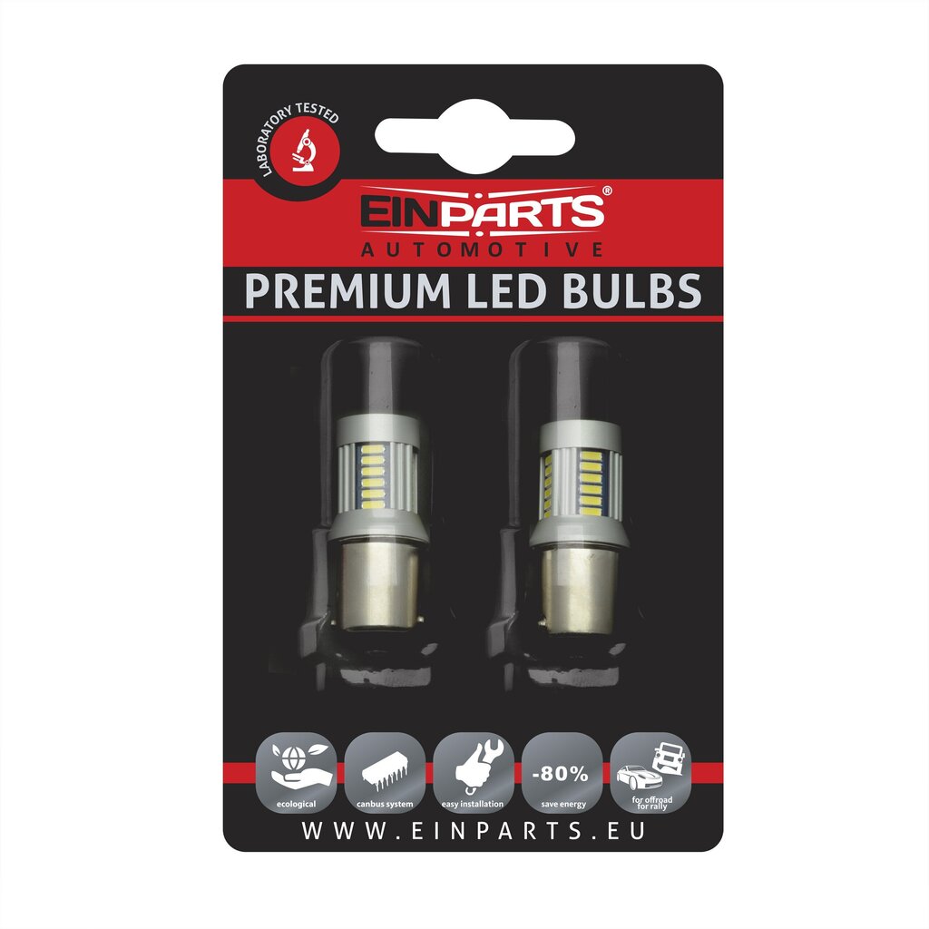 EinParts Auto LED Spuldzes P21W 6000K CanBus 12/24V - 2 gb. цена и информация | Auto spuldzes | 220.lv