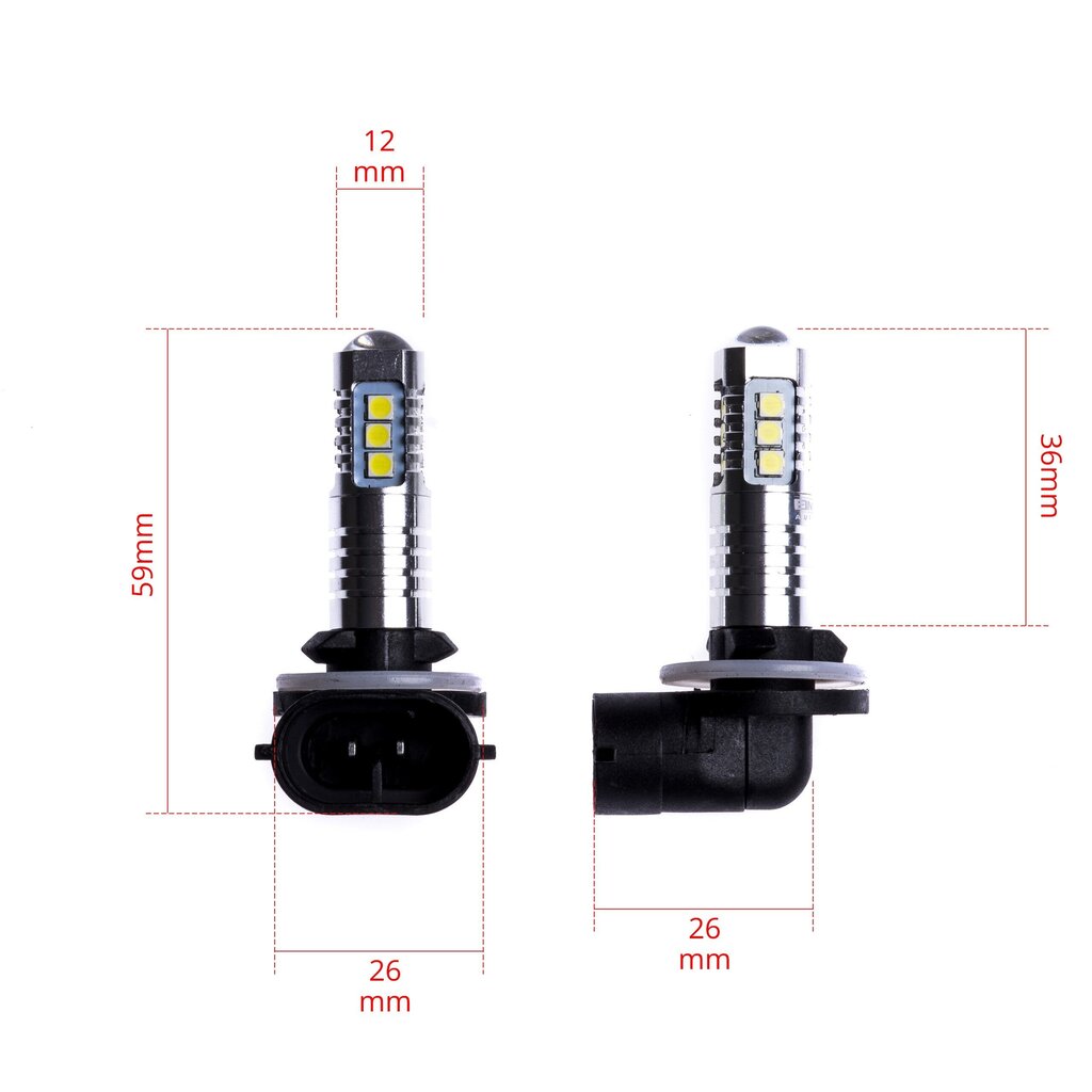 EinParts Auto LED Spuldzes H27W 6000K 12V - 2 gb. cena un informācija | Auto spuldzes | 220.lv