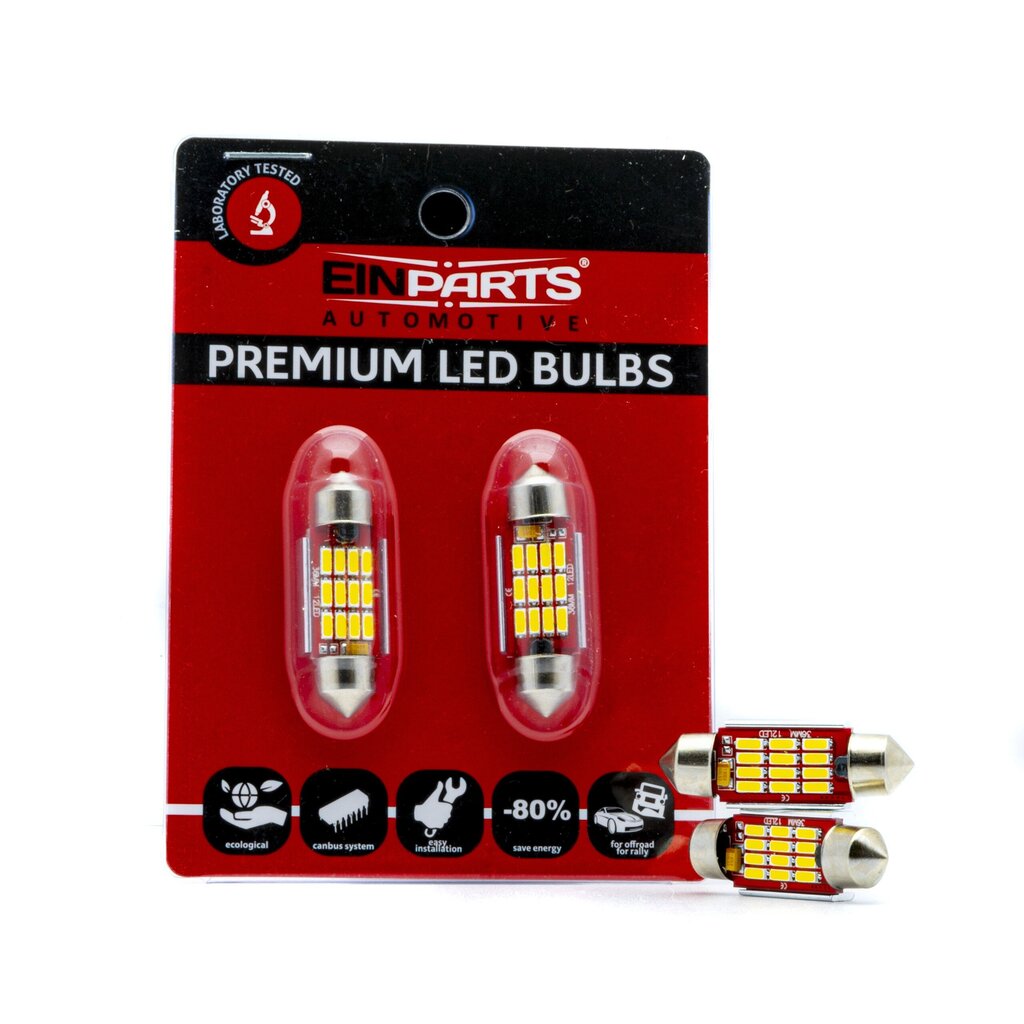 EinParts Auto LED Spuldzes C5W Festoon 36mm 5000K CanBus 12/24V - 2 gb. cena un informācija | Auto spuldzes | 220.lv