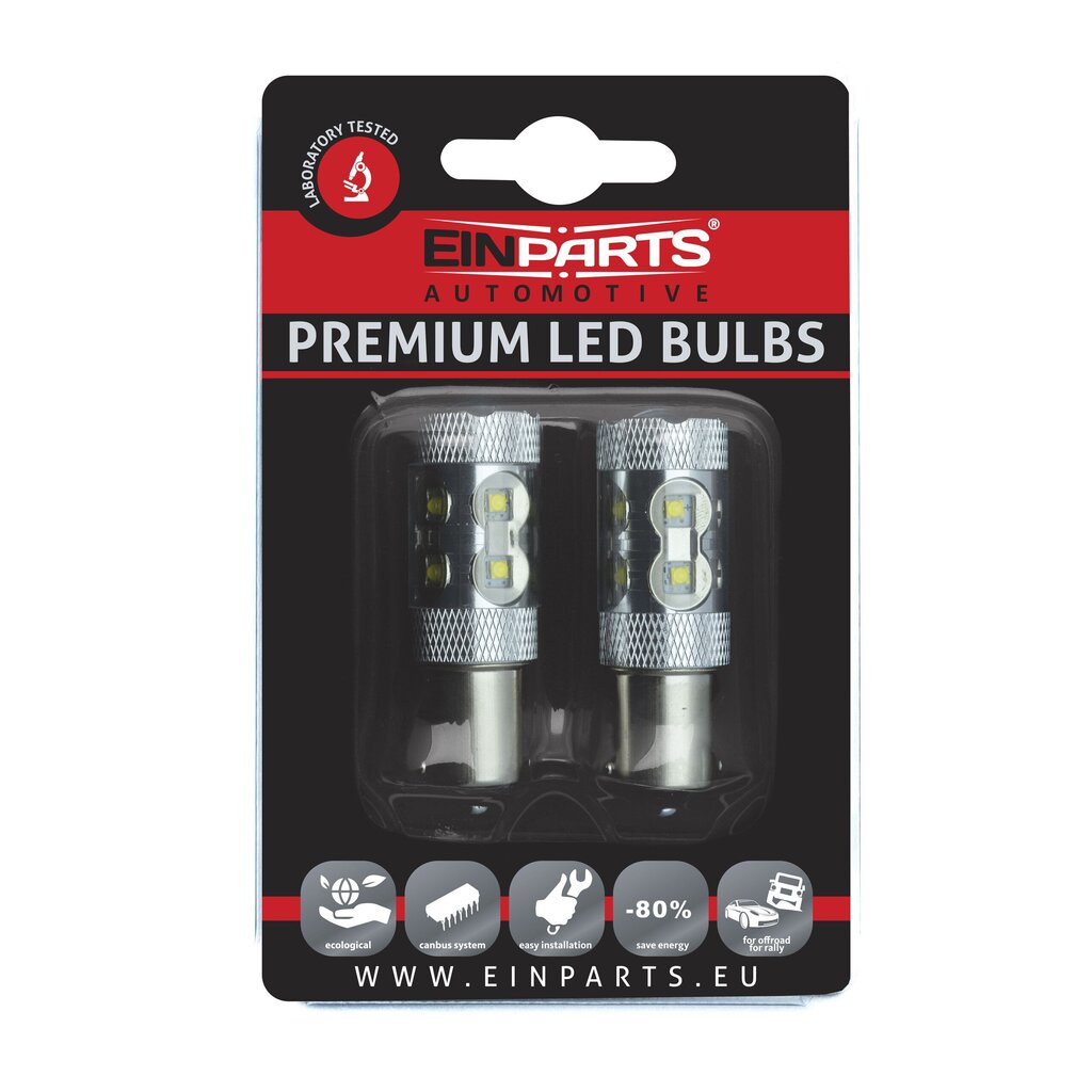 EinParts Auto LED Spuldzes P21W 6000K 12V - 2 gb. cena un informācija | Auto spuldzes | 220.lv