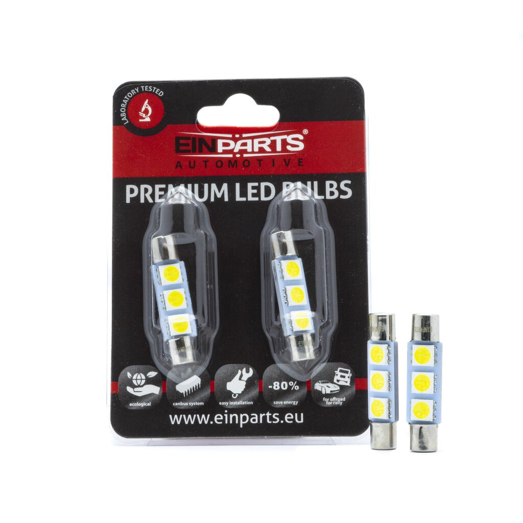 EinParts Auto LED Spuldzes C3W Festoon 31mm 6000K CanBus 12V - 2 gb. cena un informācija | Auto spuldzes | 220.lv