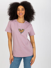 Sieviešu gaiši violets T-krekls ar aplikāciju cena un informācija | T-krekli sievietēm | 220.lv