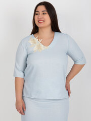 Женская голубая блузка больших размеров 2016103402984 цена и информация | Женские блузки, рубашки | 220.lv