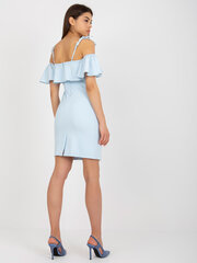 голубое коктейльное платье с воланом на вырезе цена и информация | Платья | 220.lv