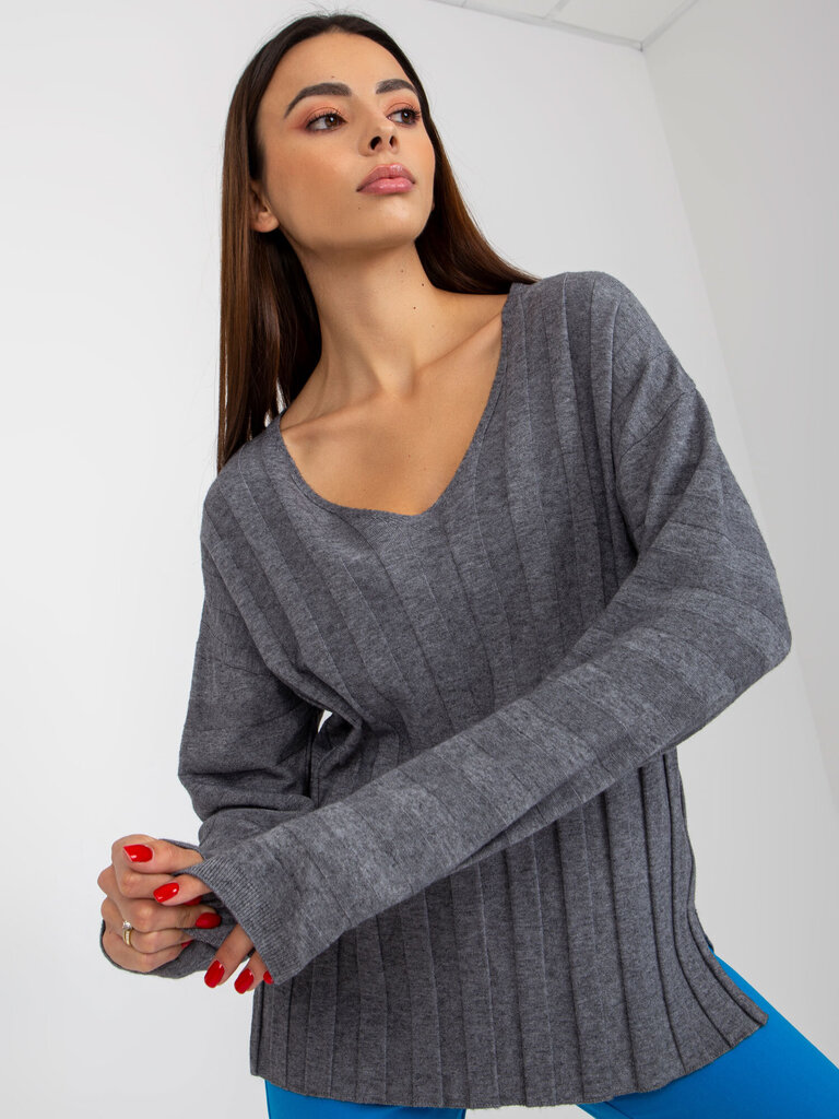 Sieviešu klasisks tumši pelēks džemperis цена и информация | Sieviešu džemperi | 220.lv