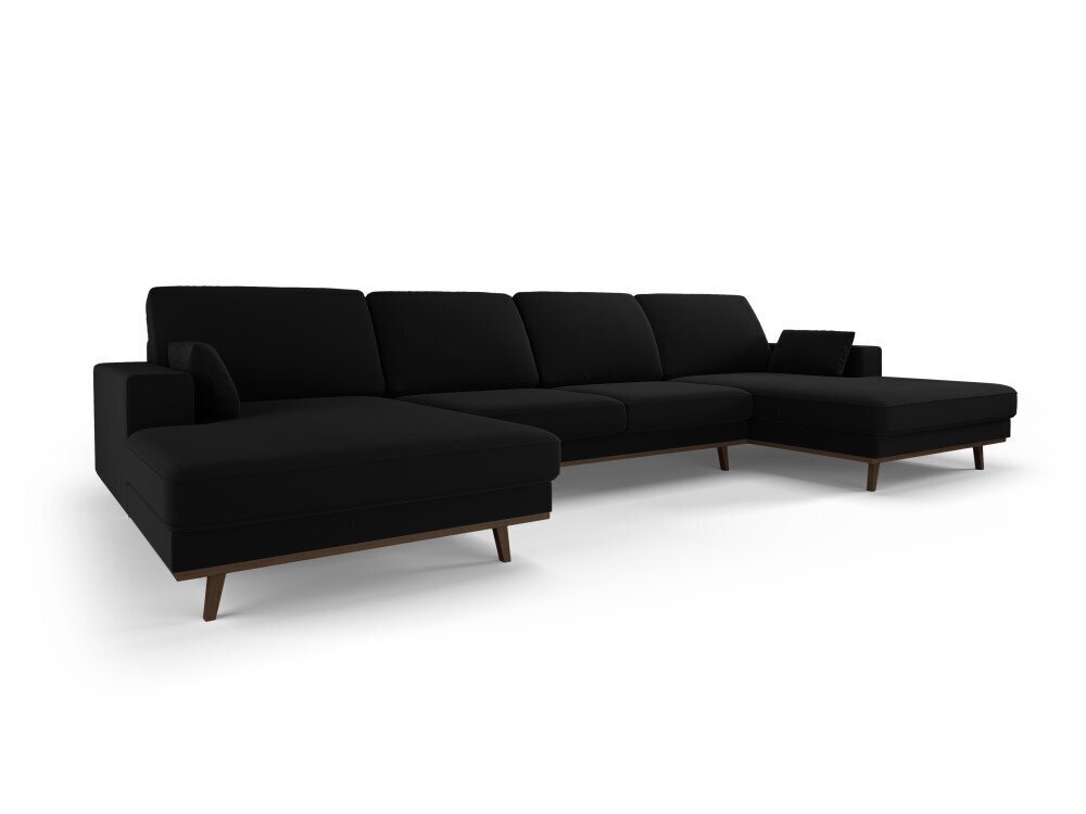 Panorāmas samta dīvāns Hebe, 6 sēdvietas, melns cena un informācija | Stūra dīvāni | 220.lv