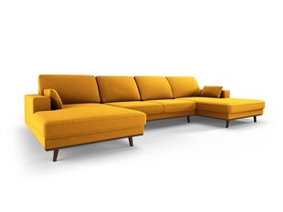 Panorāmas samta dīvāns Hebe, 6 sēdvietas, dzeltens (sinepju) cena un informācija | Stūra dīvāni | 220.lv