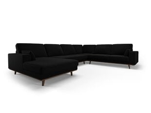 Panorāmas labās puses stūra samta dīvāns Hebe, 6 sēdvietas, melns cena un informācija | Stūra dīvāni | 220.lv