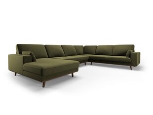Panorāmas labās puses stūra samta dīvāns Hebe, 6 sēdvietas, zaļš cena un informācija | Stūra dīvāni | 220.lv