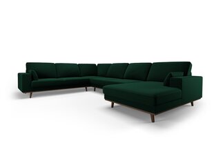 Panorāmas kreisās puses stūra samta dīvāns Hebe, 6 sēdvietas, zaļas pudeļu kr. cena un informācija | Stūra dīvāni | 220.lv