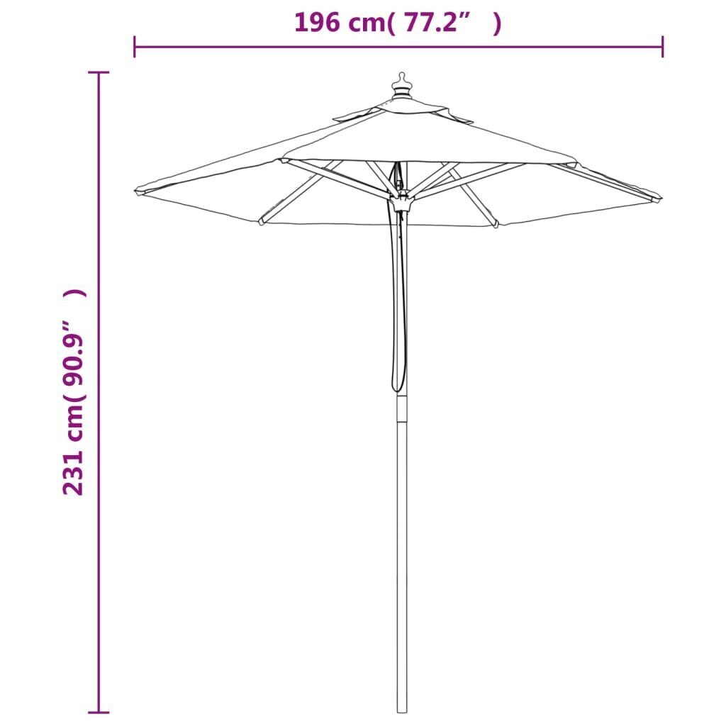 vidaXL dārza saulessargs ar koka kātu, 196x231 cm, pelēkbrūns cena un informācija | Saulessargi, markīzes un statīvi | 220.lv