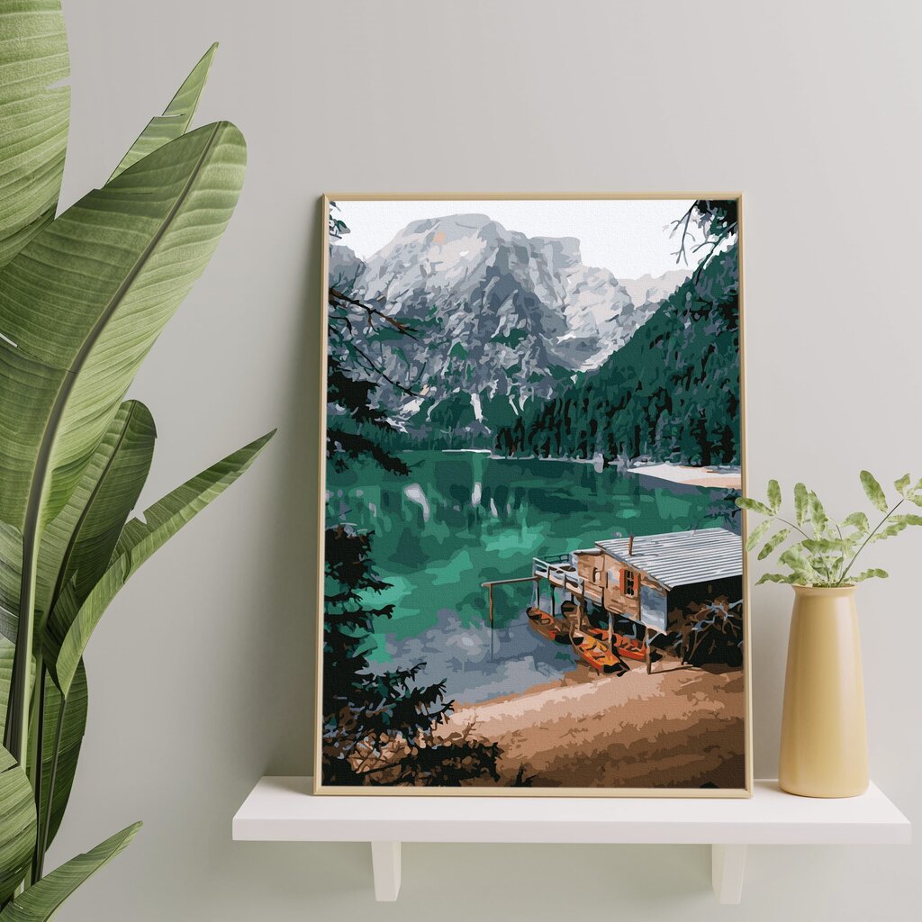 Glezna pēc cipariem Lerāmēta "Smaragda ezers" Oh Art! 40x50 cm cena un informācija | Gleznas pēc numuriem | 220.lv
