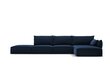 Labās puses stūra samta dīvāns Vanda, 5 sēdvietas, tumši zils cena un informācija | Stūra dīvāni | 220.lv