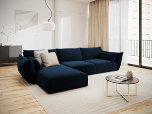Левый угловой velvet диван Vanda, 4 места, темно-синий цвет цена и информация | Угловые диваны | 220.lv
