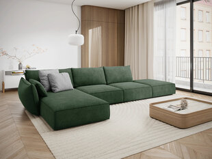 Kreisās puses stūra dīvāns Vanda, 5 sēdvietas, zaļās pudeļu kr. cena un informācija | Stūra dīvāni | 220.lv