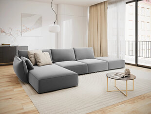 Левый угловой velvet диван Vanda, 5 мест, серый цвет цена и информация | Угловые диваны | 220.lv