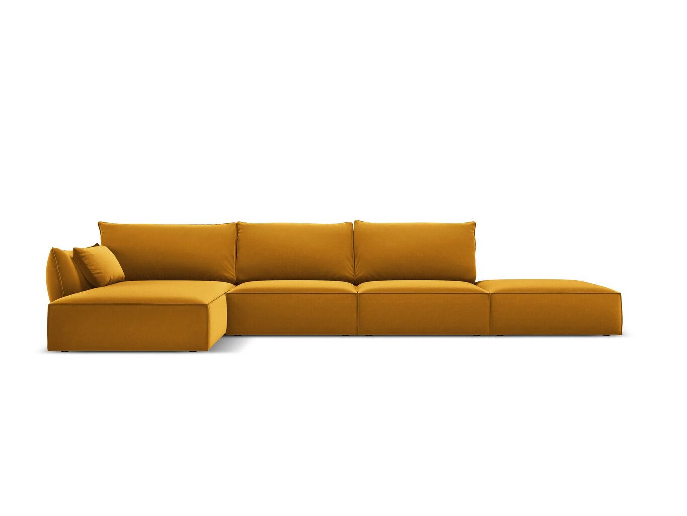 Kreisās puses stūra samta dīvāns Vanda, 5 sēdvietas, dzeltens cena un informācija | Stūra dīvāni | 220.lv