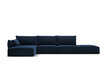 Kreisās puses stūra samta dīvāns Vanda, 5 sēdvietas, tumši zils цена и информация | Stūra dīvāni | 220.lv