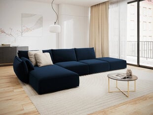 Kreisās puses stūra samta dīvāns Vanda, 5 sēdvietas, tumši zils cena un informācija | Stūra dīvāni | 220.lv